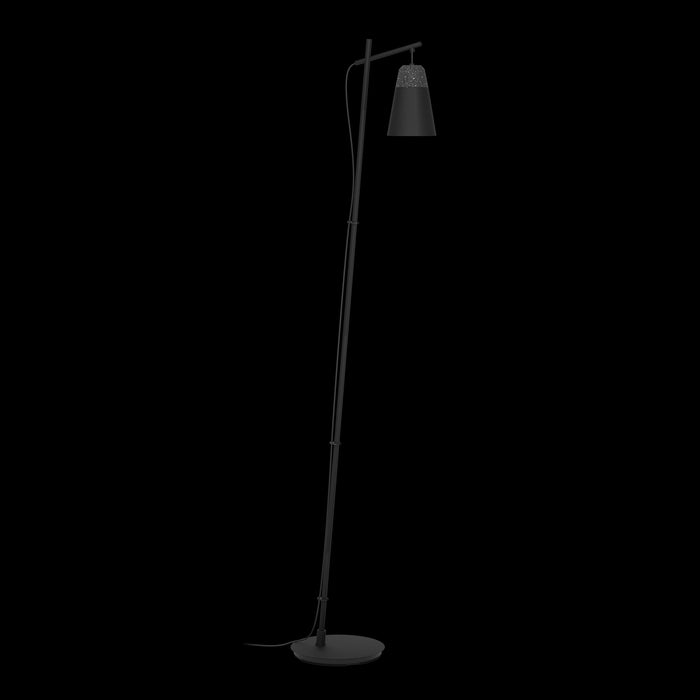 eglo canterras black floor lamp with conical metal shade living room close up