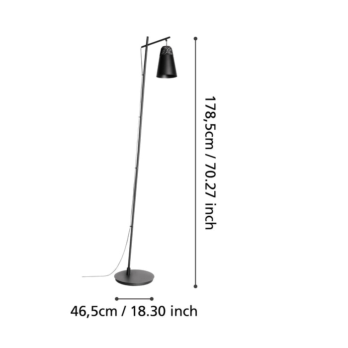 eglo canterras black floor lamp with conical metal shade kitchen lighting