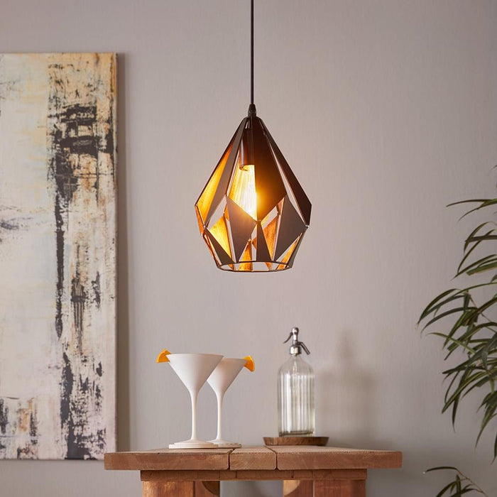 eglo carlton 1 black copper metal ceiling pendant
