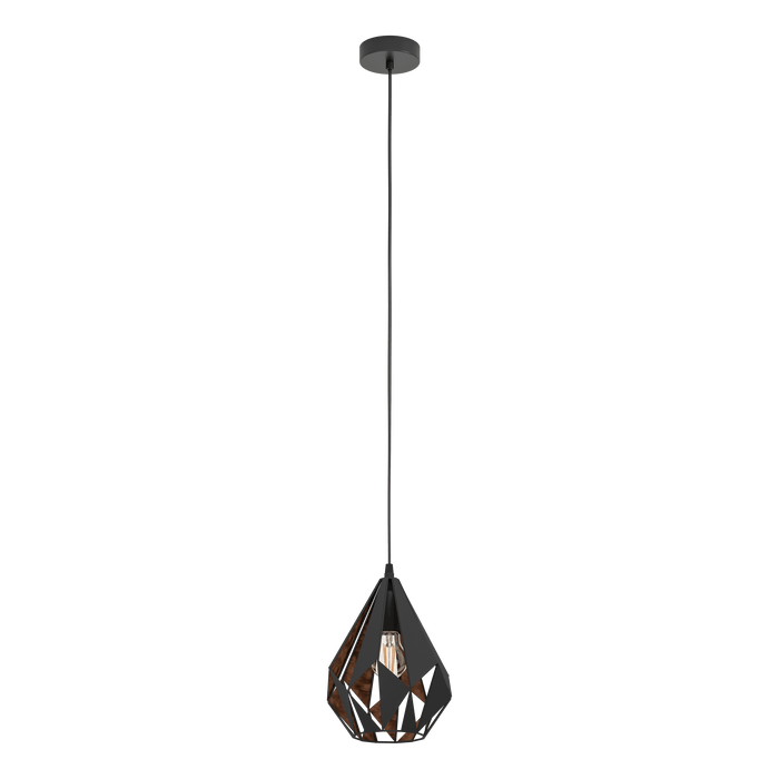eglo carlton 1 black copper metal ceiling pendant living room image
