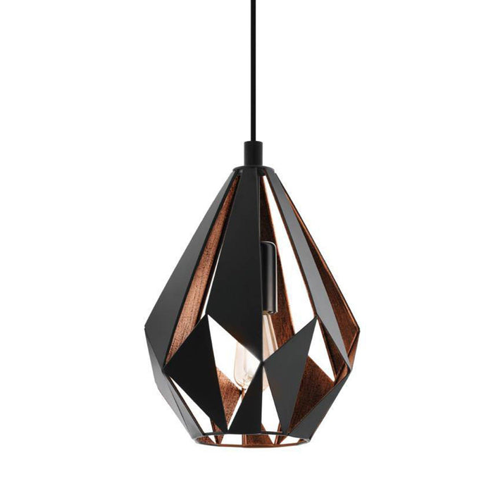 eglo carlton 1 black copper metal ceiling pendant kitchen lighting