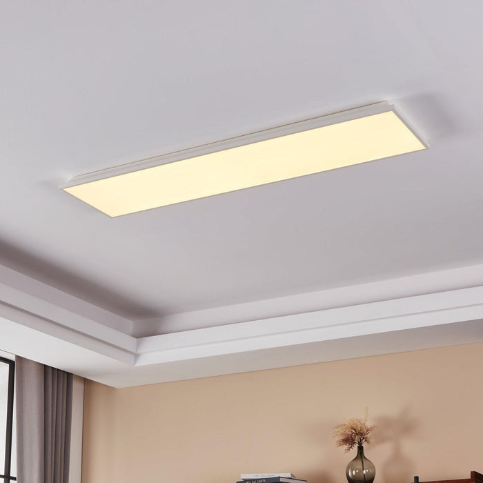eglo connect herrora z white rectangular smart led panel flush living room image