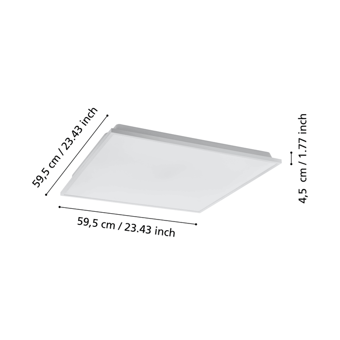 eglo connect herrora z white square smart led panel flush ceiling light living room close up