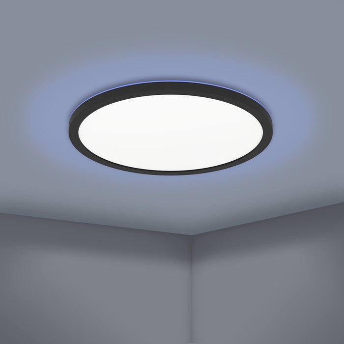 eglo connect rovito z round black smart led flush ceiling light 42cm living room image
