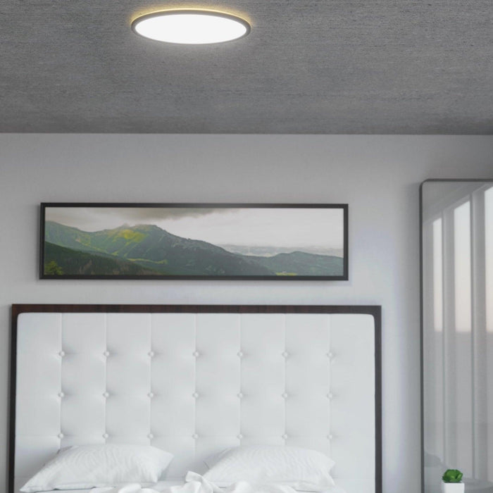eglo connect rovito z round black smart led flush ceiling light 42cm