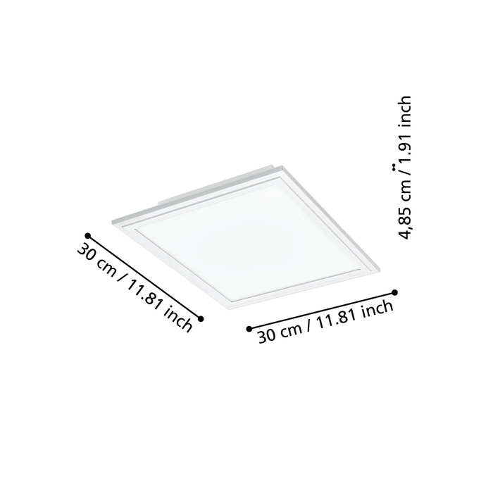 eglo connect salobrena z smart white square led ceiling flush 30cm living room close up