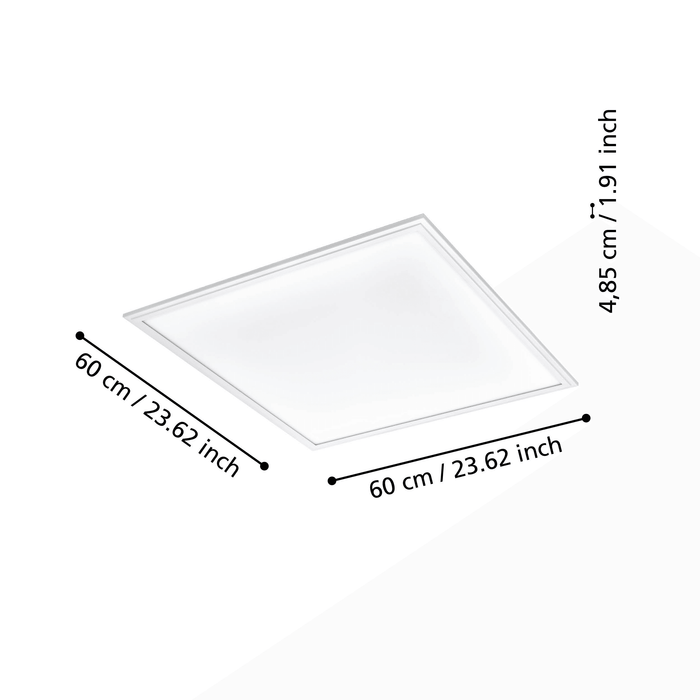eglo connect salobrena z smart white square panel led flush 60cm living room close up