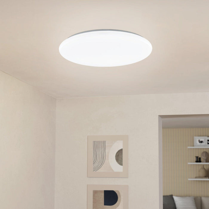 eglo connect totari z smart round led flush ceiling light 53cm living room close up