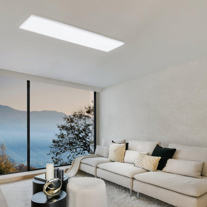 eglo connect turcona z smart white rectangular panel led ceiling flush living room image