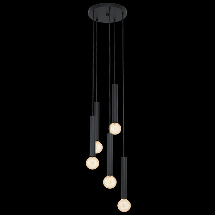 eglo cortenova black metal 5 light ceiling pendant living room image