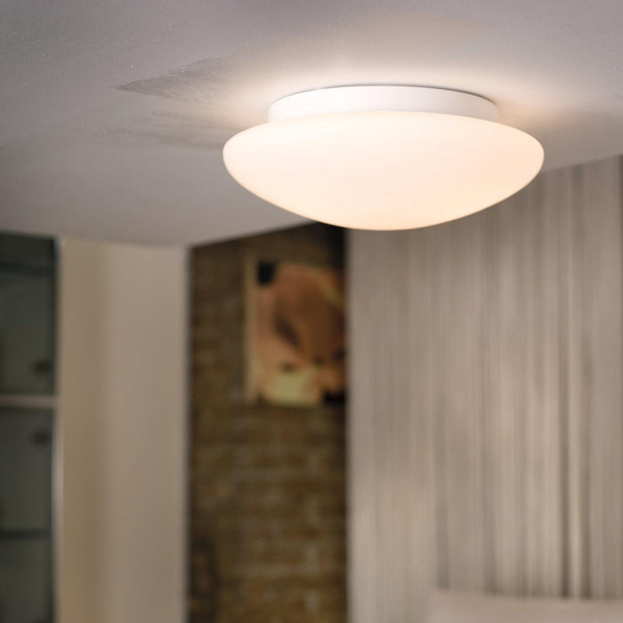 eglo ella white opal glass flush ceiling light 20cm