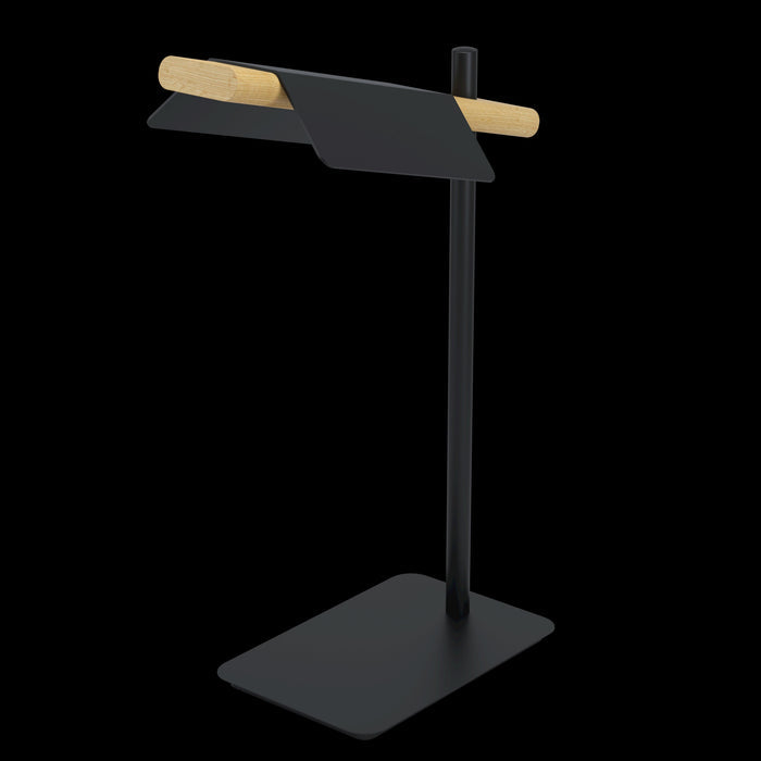 eglo ermua black metal wood led table lamp