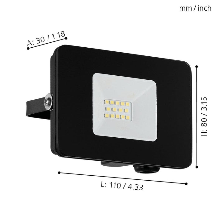 eglo faedo 3 ip65 outdoor led black flood light 10w living room close up