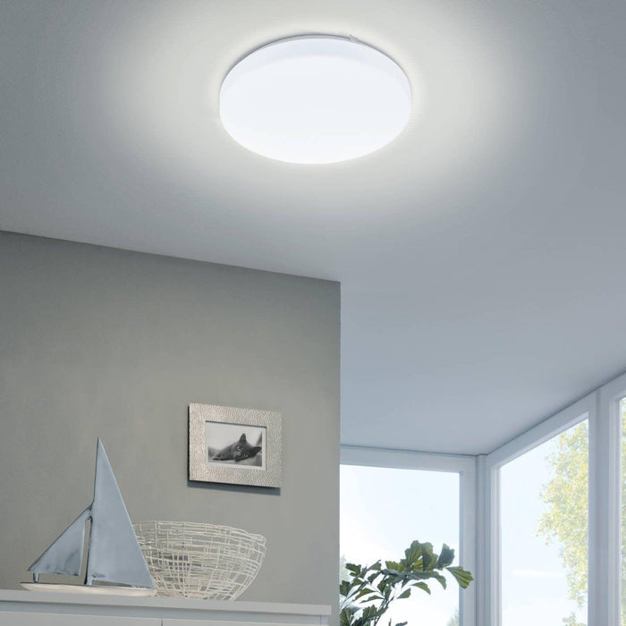 eglo frania white round led ceiling flush 28cm