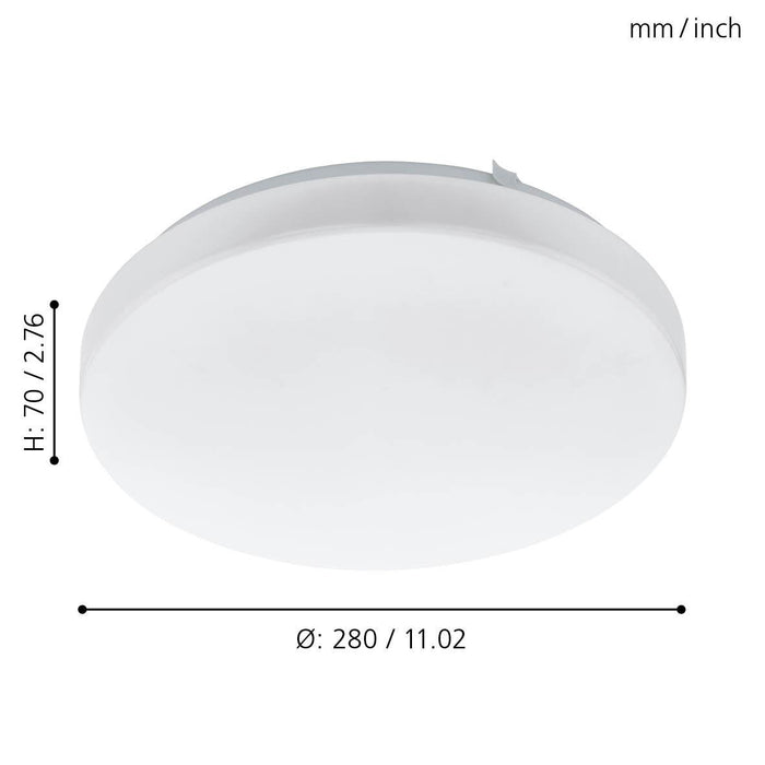 eglo frania white round led ceiling flush 28cm living room close up