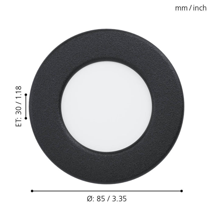 eglo fueva 5 black led recessed cool white light 8 6cm living room close up