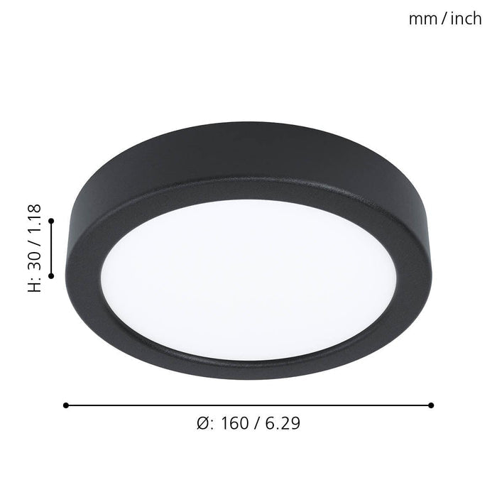 eglo fueva 5 led black flush cool white ceiling light 16cm living room close up