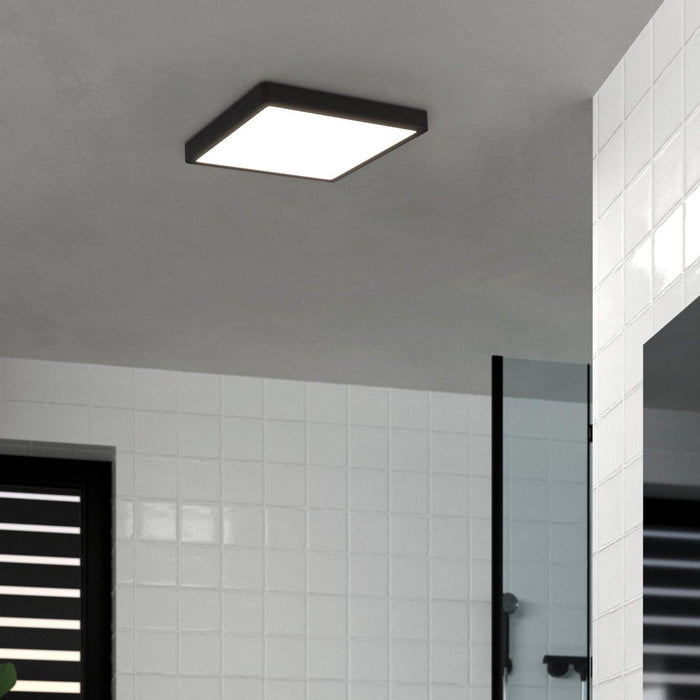 eglo fueva 5 led black square bathroom flush ip44