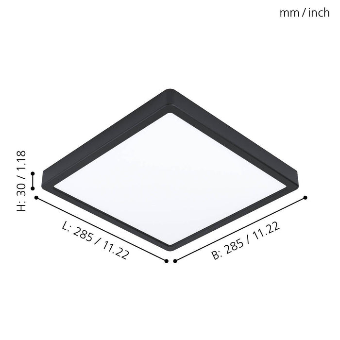 eglo fueva 5 led black square bathroom flush ip44 kitchen lighting