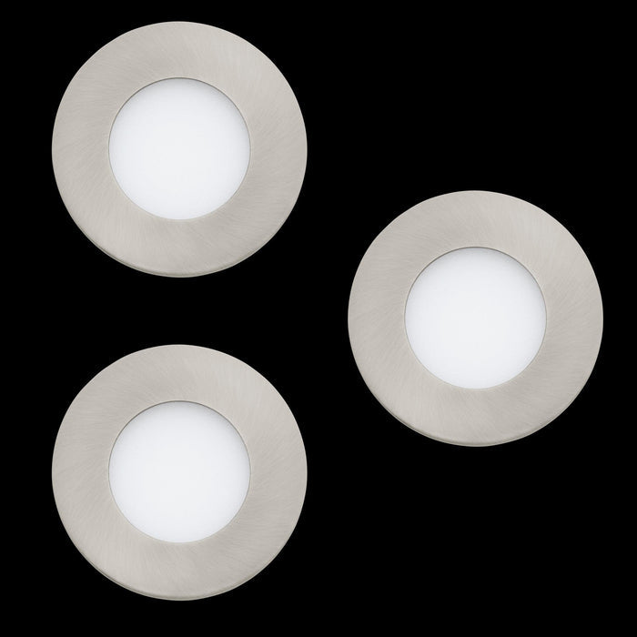 eglo fueva z set of 3 smart led nickel recessed lights living room close up