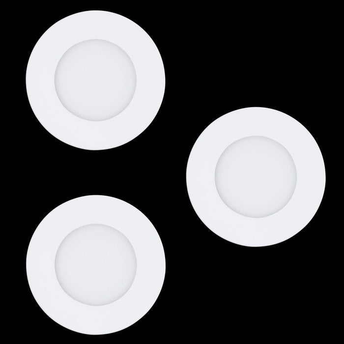 eglo fueva z set of 3 white smart led recessed ceiling lights living room close up