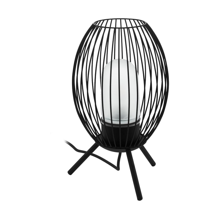 eglo fusignano black metal tripod outdoor ip44 table lamp living room image