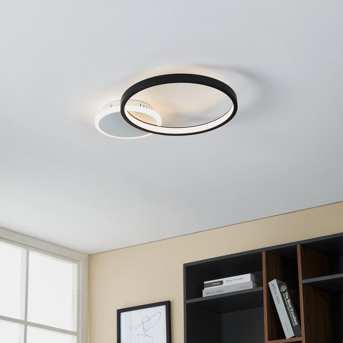 eglo gafares led circle black white ceiling flush remote controlled