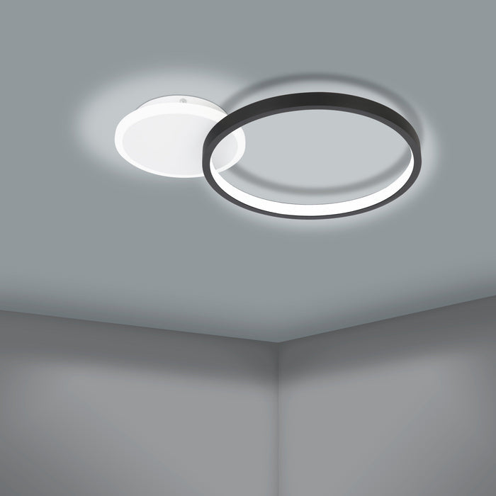 eglo gafares led circle black white ceiling flush remote controlled living room image