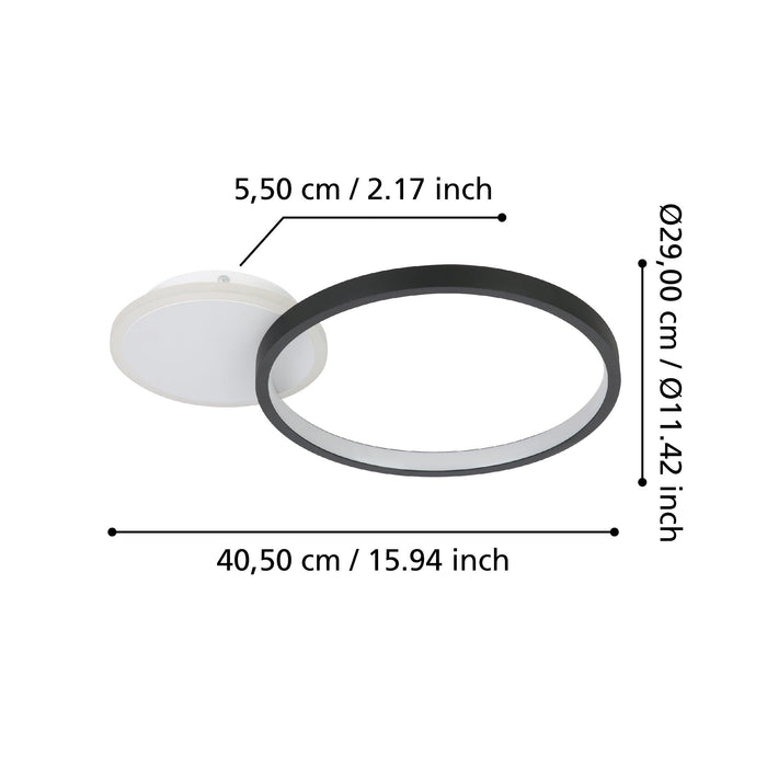 eglo gafares led circle black white ceiling flush remote controlled kitchen lighting
