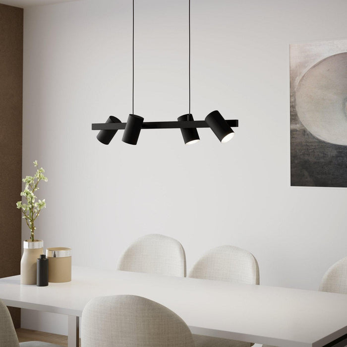 eglo gatuela 1 adjustable black metal 4 light pendant