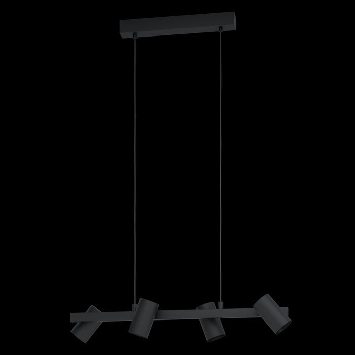 eglo gatuela 1 adjustable black metal 4 light pendant living room image