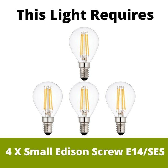 Eglo Gatuela 1 Adjustable Black Metal 4 Light Pendant requires 4 x Small Edison Screw E14/SES bulbs