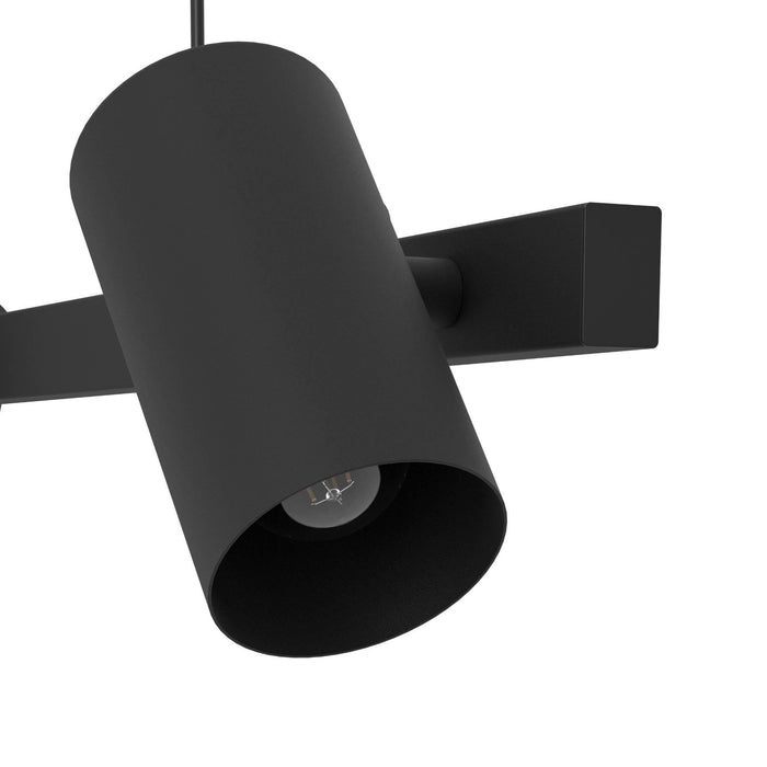 eglo gatuela 1 adjustable black metal 4 light pendant living room close up