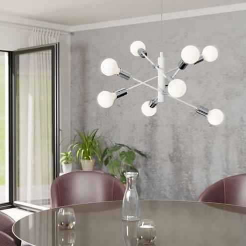 eglo gradoli 8 light white chrome ceiling pendant