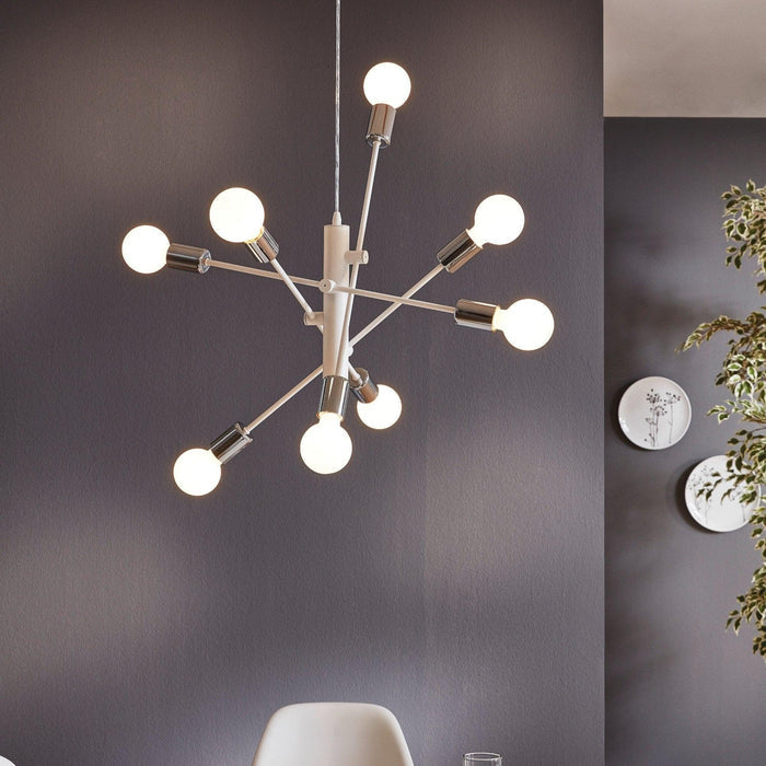 eglo gradoli 8 light white chrome ceiling pendant living room image