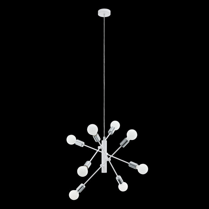 eglo gradoli 8 light white chrome ceiling pendant living room close up