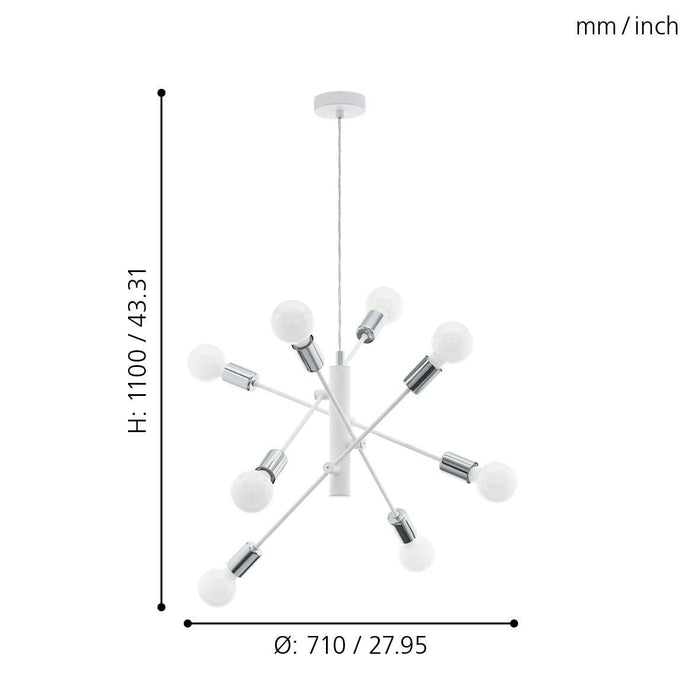 eglo gradoli 8 light white chrome ceiling pendant Kitchen Lighting Close Up