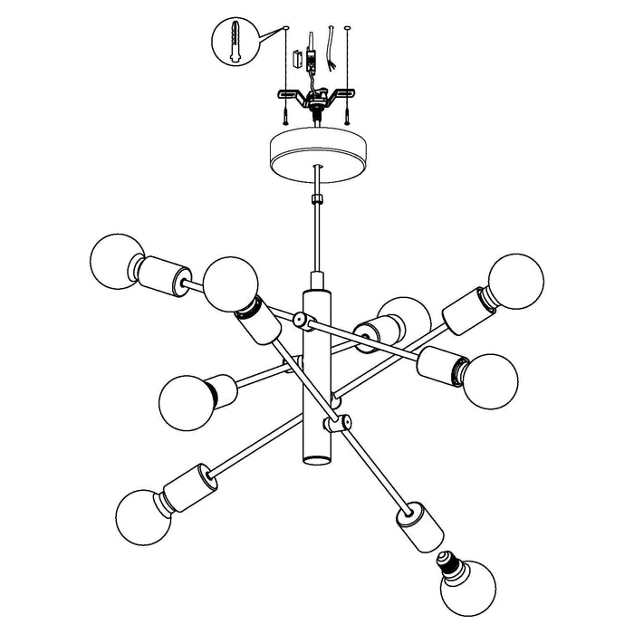 eglo gradoli 8 light white chrome ceiling pendant hallway lighting