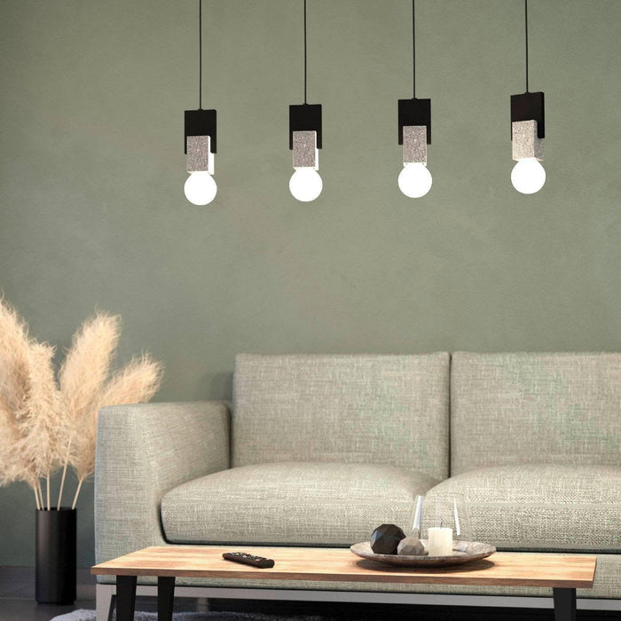 eglo lobatia 4 light black grey terrazzo cable pendant