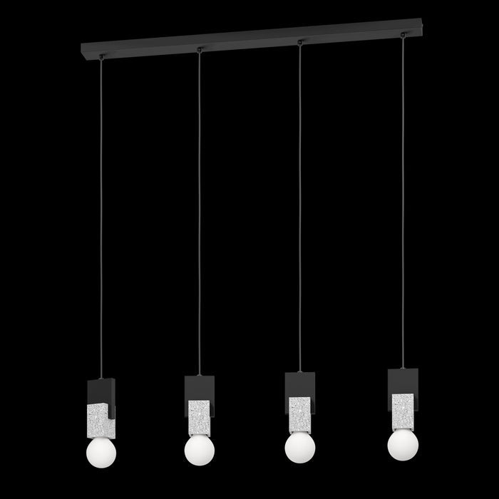 eglo lobatia 4 light black grey terrazzo cable pendant living room close up