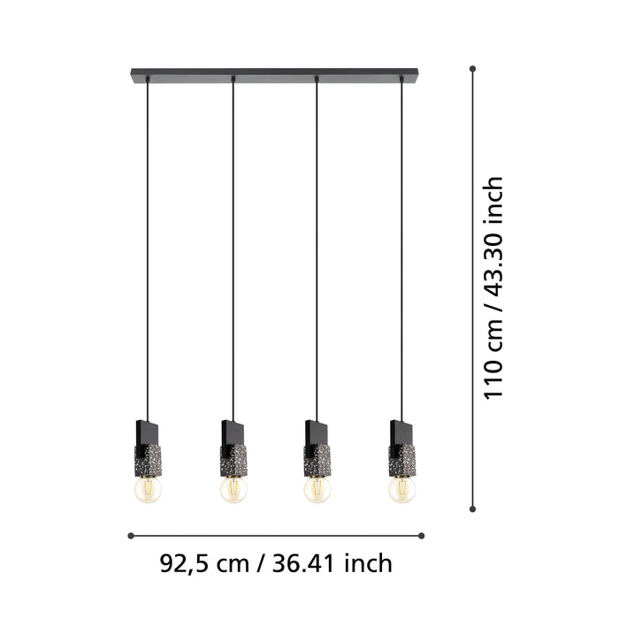 eglo lobatia 4 light black grey terrazzo cable pendant kitchen lighting