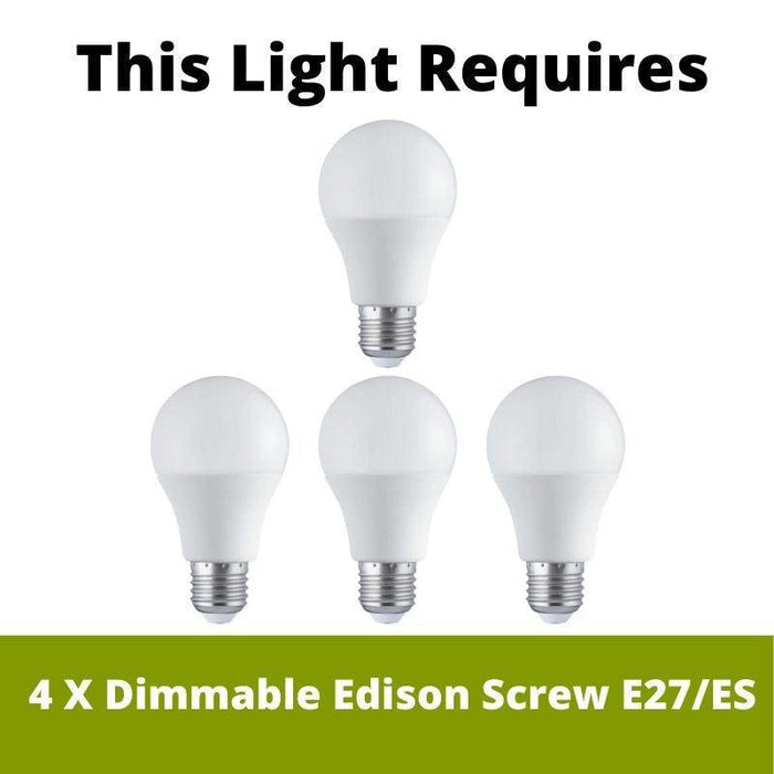 Eglo Lobatia 4 Light Black & Grey Terrazzo Cable Pendant requires 4 x Edison Screw E27/ES bulbs