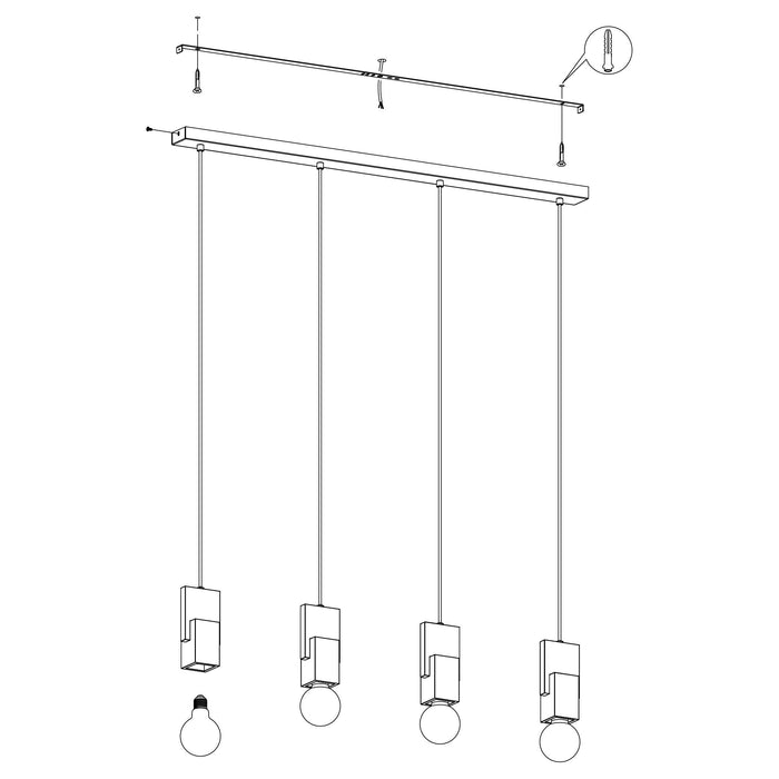 eglo lobatia 4 light black grey terrazzo cable pendant Kitchen Lighting Close Up