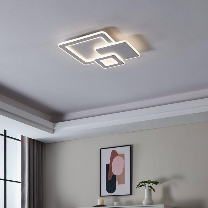 eglo mentalurgia chrome 3 square design led flush