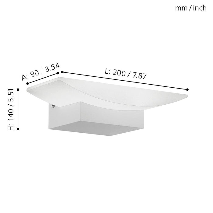 eglo metrass white led wall light living room close up