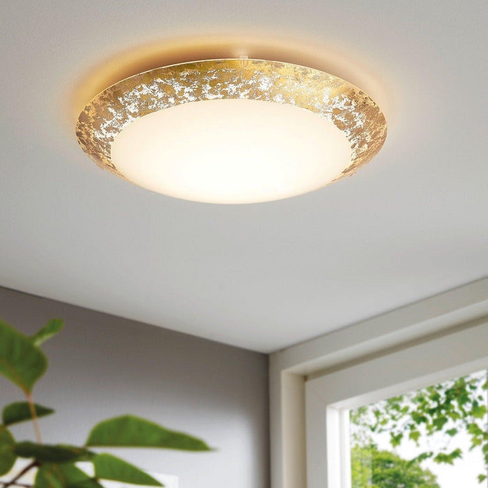 eglo montenovo gold leaf style round led flush