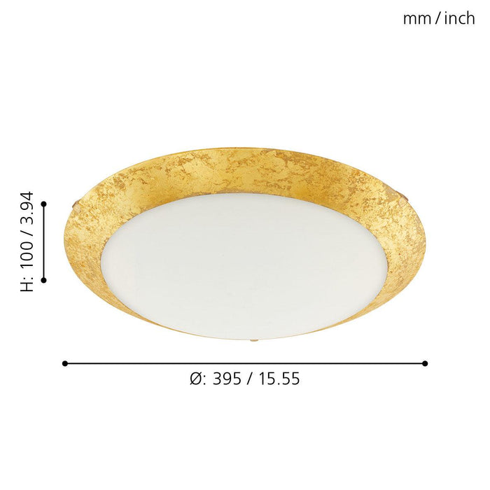 eglo montenovo gold leaf style round led flush living room close up