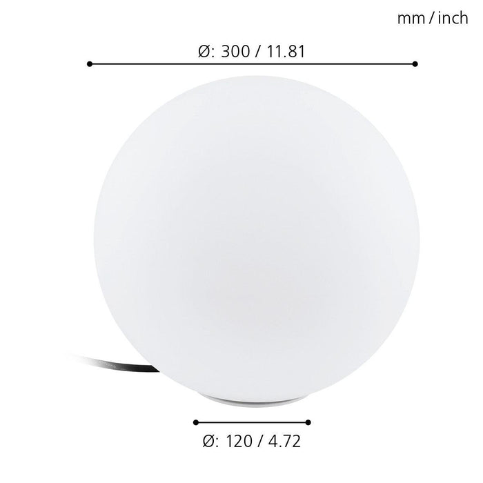 eglo monterolo ip65 outdoor 30cm plastic globe floor lamp living room close up