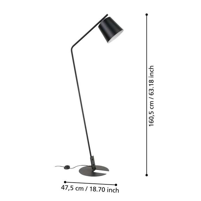 eglo oneda black metal floor lamp living room close up
