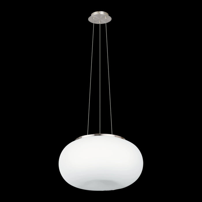 eglo optica white round opal glass nickel pendant 45cm living room close up